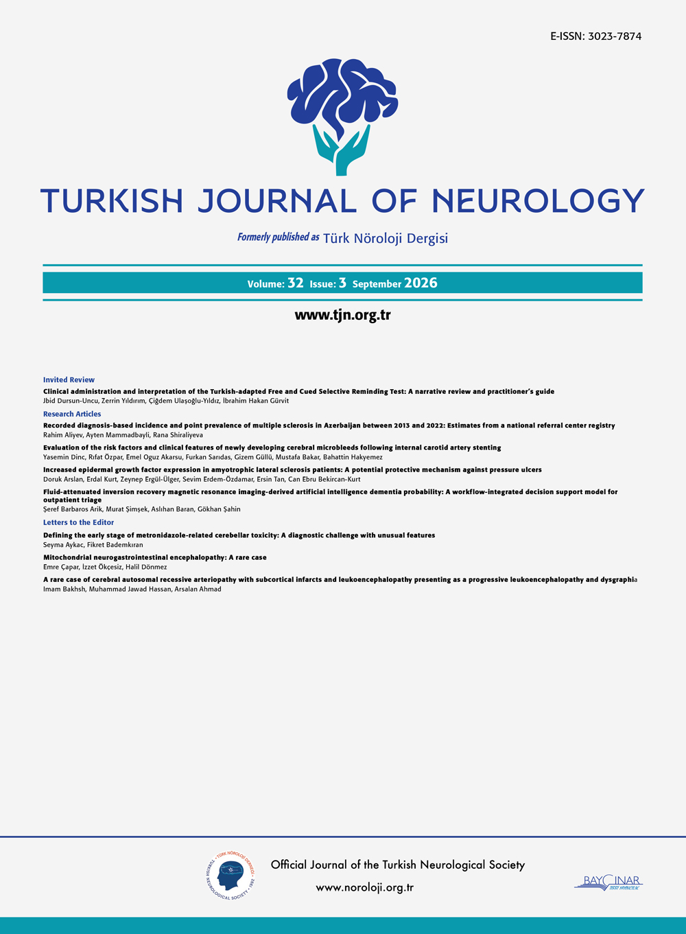 Turkish Journal of Neurology Kapak